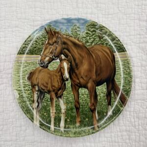 Kaiser Porcelain Horse Wall Hanging Plate Made In West Germany Green And Brown